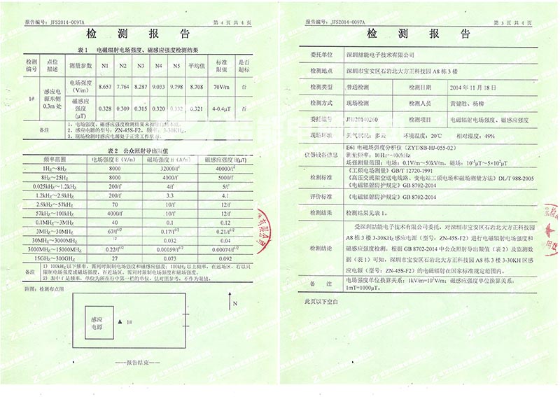 電磁加熱磁場檢測報(bào)告